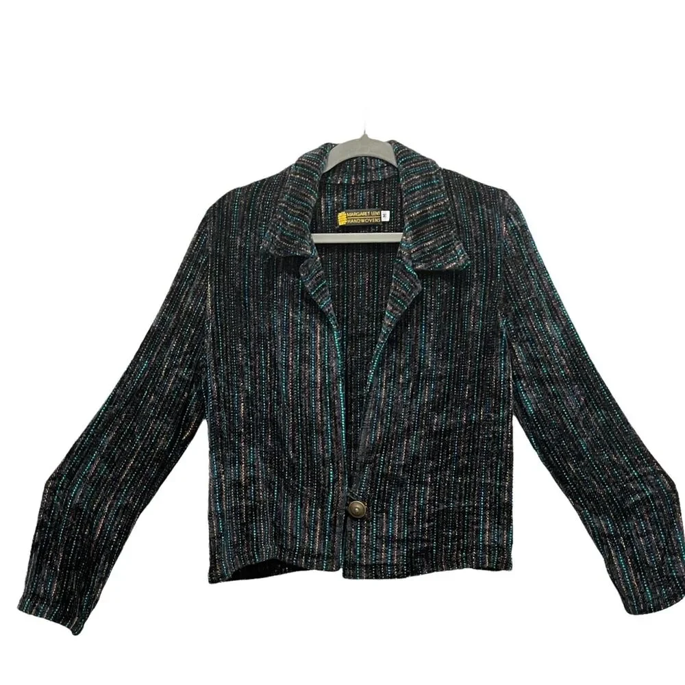 Cardigan Jacket Margaret Lent Fiber Art Women's ART Handwoven Chenille Luxury M